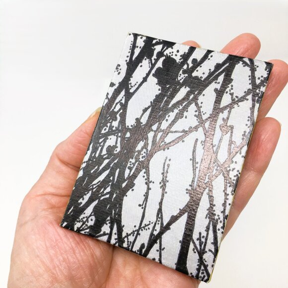 Miniature Rectangle Gray Black Stippled Branches Ink Drawing on Canvas Wall Art - Picture 4 of 16